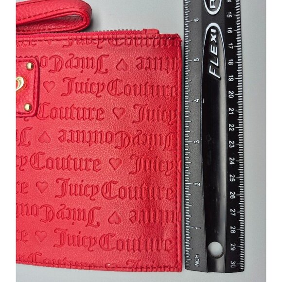 NWOT Juicy Couture Wristlet Wallet Red Faux Leather Logo Embossed Clutch - Picture 10 of 10